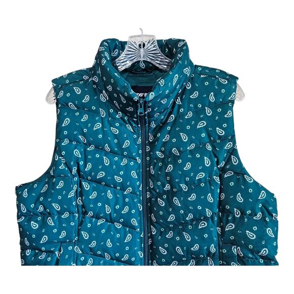 LANDS END Women's Petite 18 18P Down Puffer Vest Green White Gorpcore Bust 44" - Picture 3 of 8